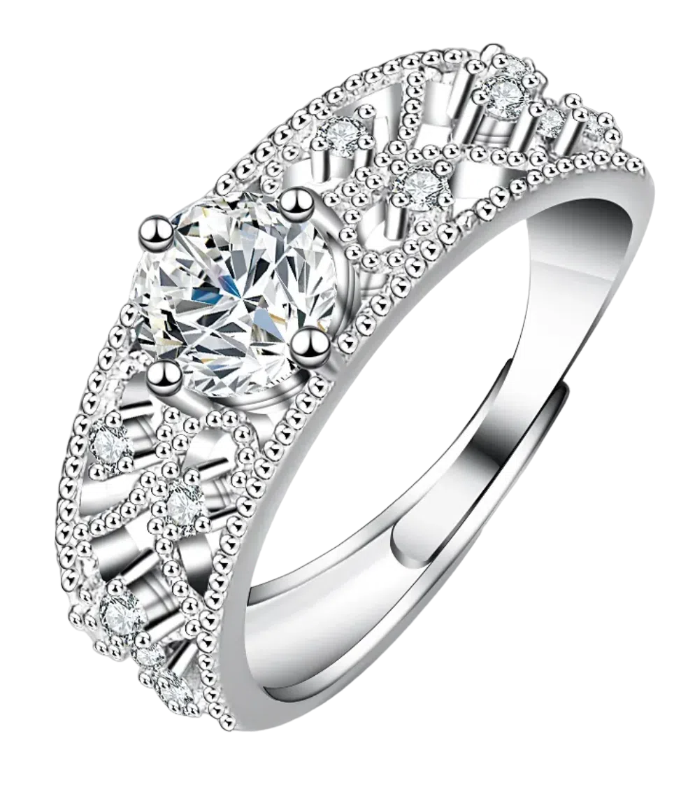 luxury ring moissanite diamond encrusted sterling silver ring