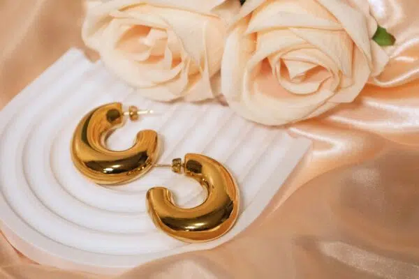 Chunky Crescent Earrings - Gold - Image 3