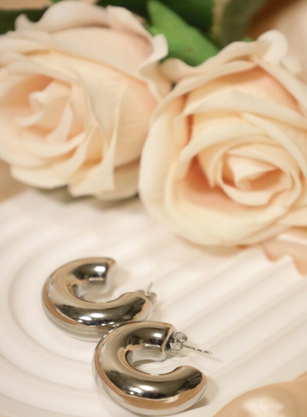 Essential Chunky Hoops - Silver - Image 2