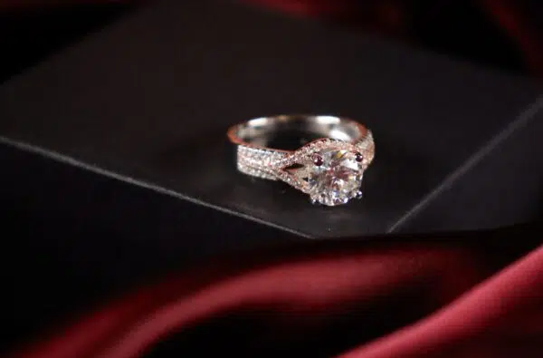 Two Toned Flower Moissanite Ring - Image 3