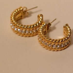Golden hoops with cz stones