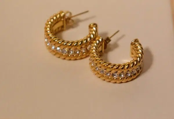 Golden hoops with cz stones
