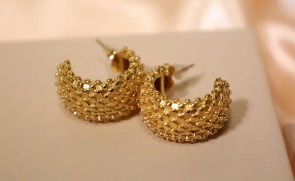 Textured Crescent Earrings - Image 2