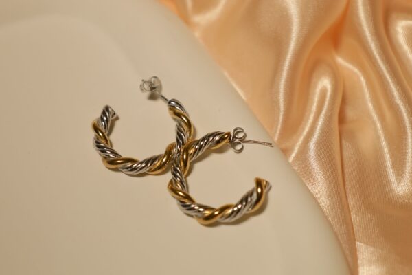 Two Toned Twisted Hoops - Image 3