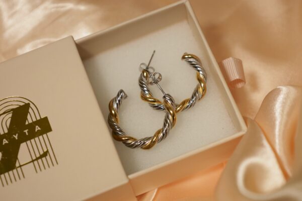 Two Toned Twisted Hoops - Image 2