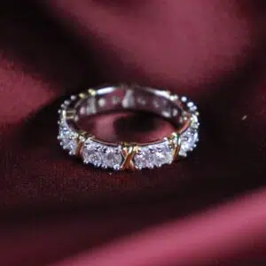 Two Toned Moissanite Band Ring