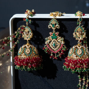 Mahira Jhumka & Teeka Set - Burgundy