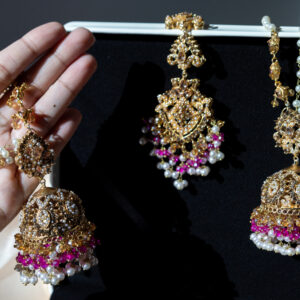 Mahira Jhumka & Teeka Set - Pink
