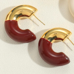 Chunky Crescent Hoops - Burgundy