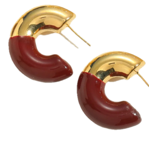 Chunky Crescent Hoops - Burgundy