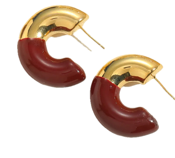 Chunky Crescent Hoops - Burgundy